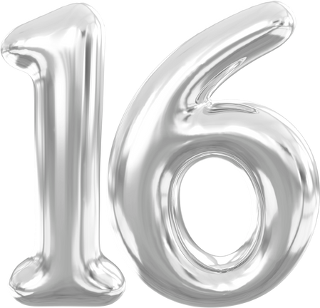 Number 16 Balloon Silver