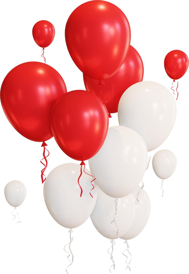 Red and White Balloons