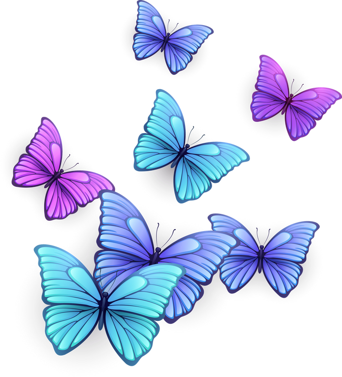 Butterflies Blue Pink Purple
