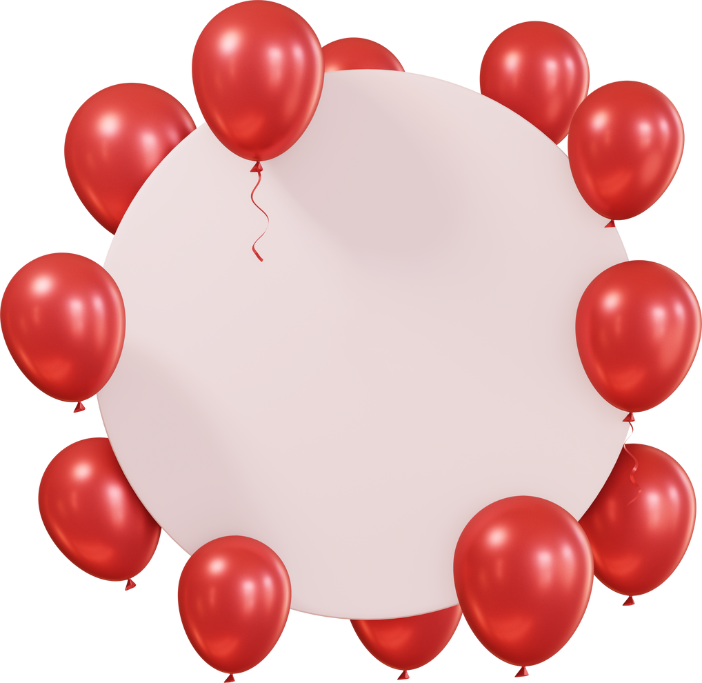 3D Red Balloons Frame